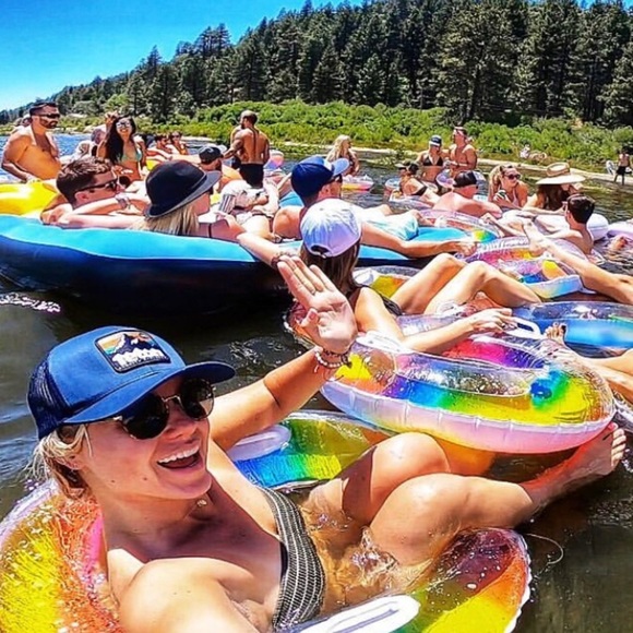 Brand new in sealed package rainbow innertube raft pool float adult or kid - Picture 2 of 8